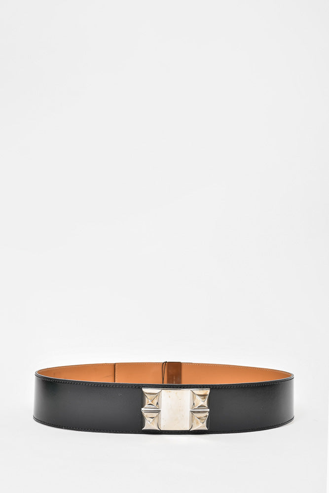 Chanel Black Leather CC Belt Size 80 CM Chanel