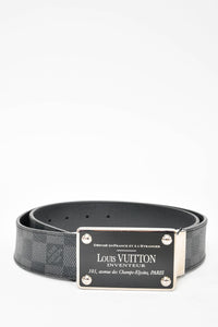 LOUIS VUITTON M9808T GRAPHITE DAMIER 40MM WIDTH 95CM LONG BELT WITH  GRAPHITE LV BUCKLE