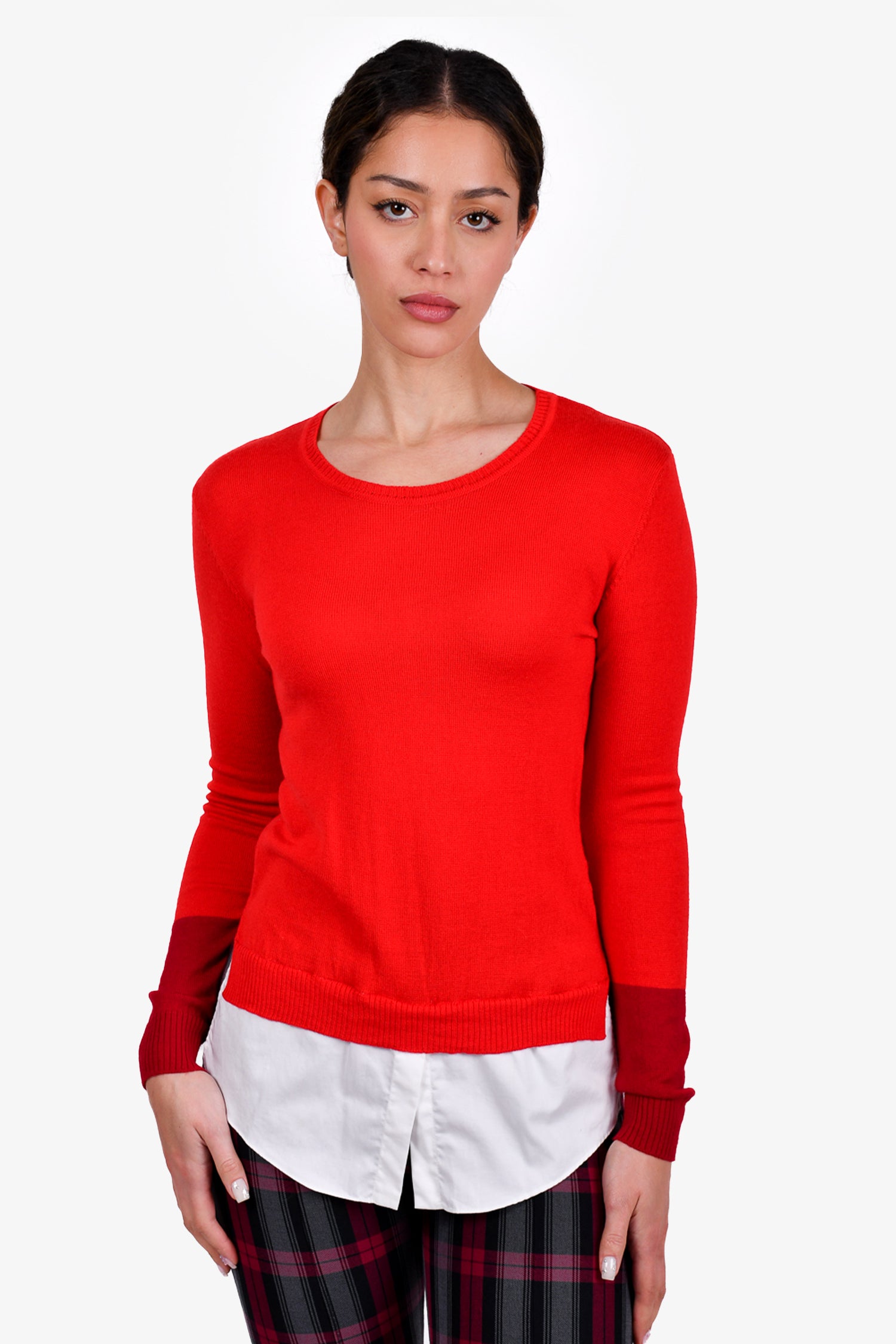 image of Altuzarra Red/White Wool Sweater Size XS