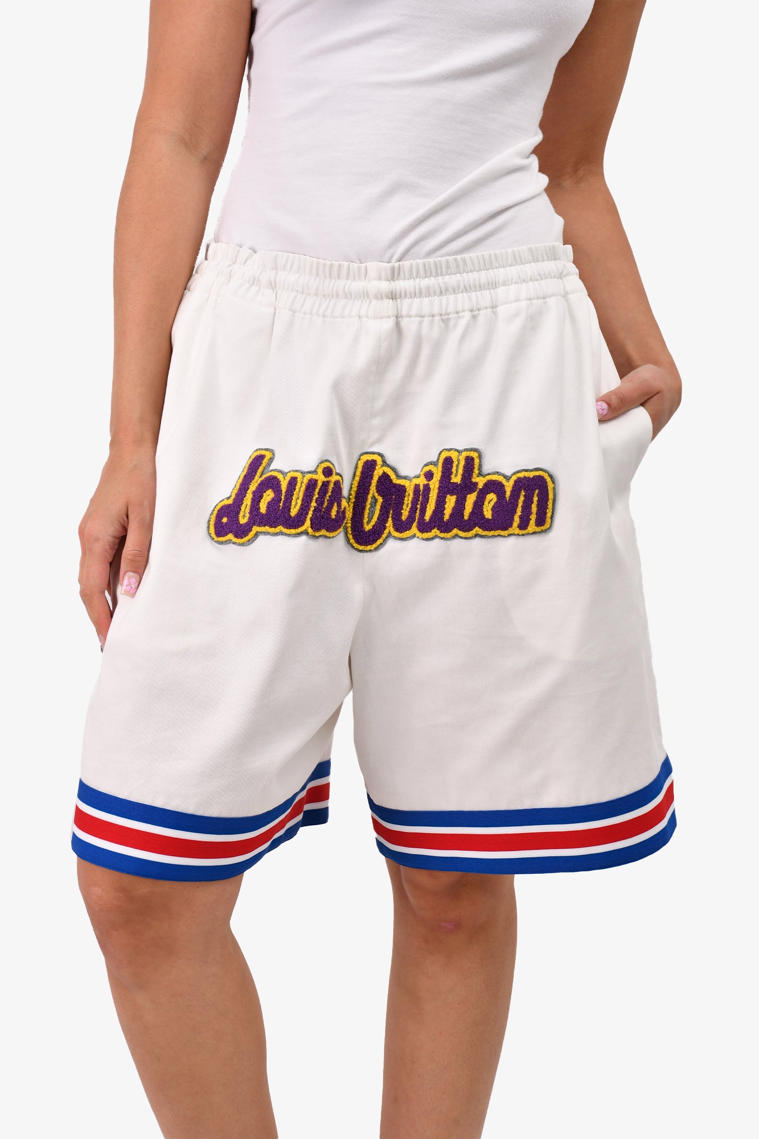 image of Louis Vuitton x NBA White Logo Basketball Short Size XL