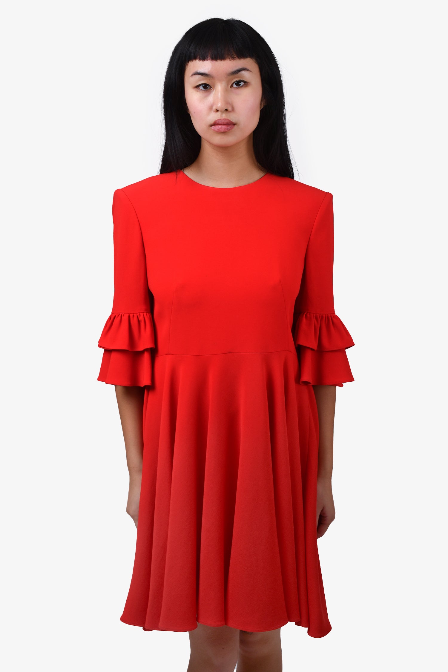 Image of Alexander McQueen Red Ruffle Mini Dress Size 42