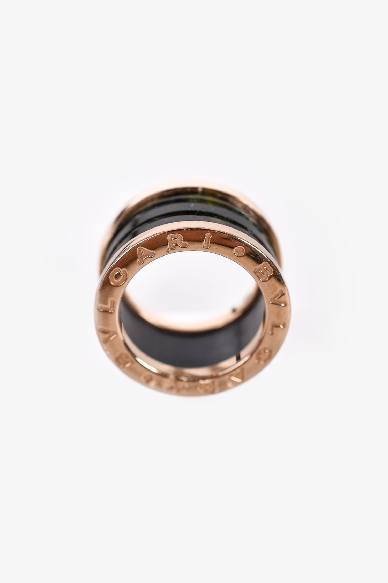 image of Bvlgari 18K Rose Gold Gemstone 'B.ZERO 1' Ring Size 49