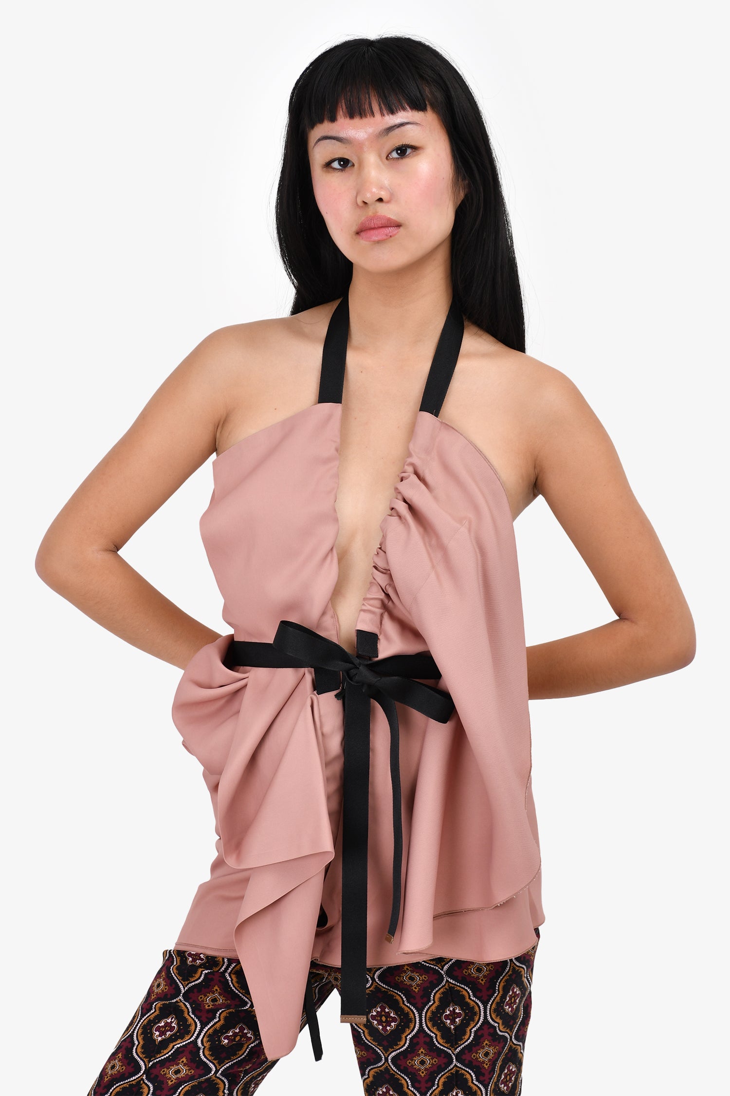 image of Marni Pink Halterneck Zip Belted Top Size 40