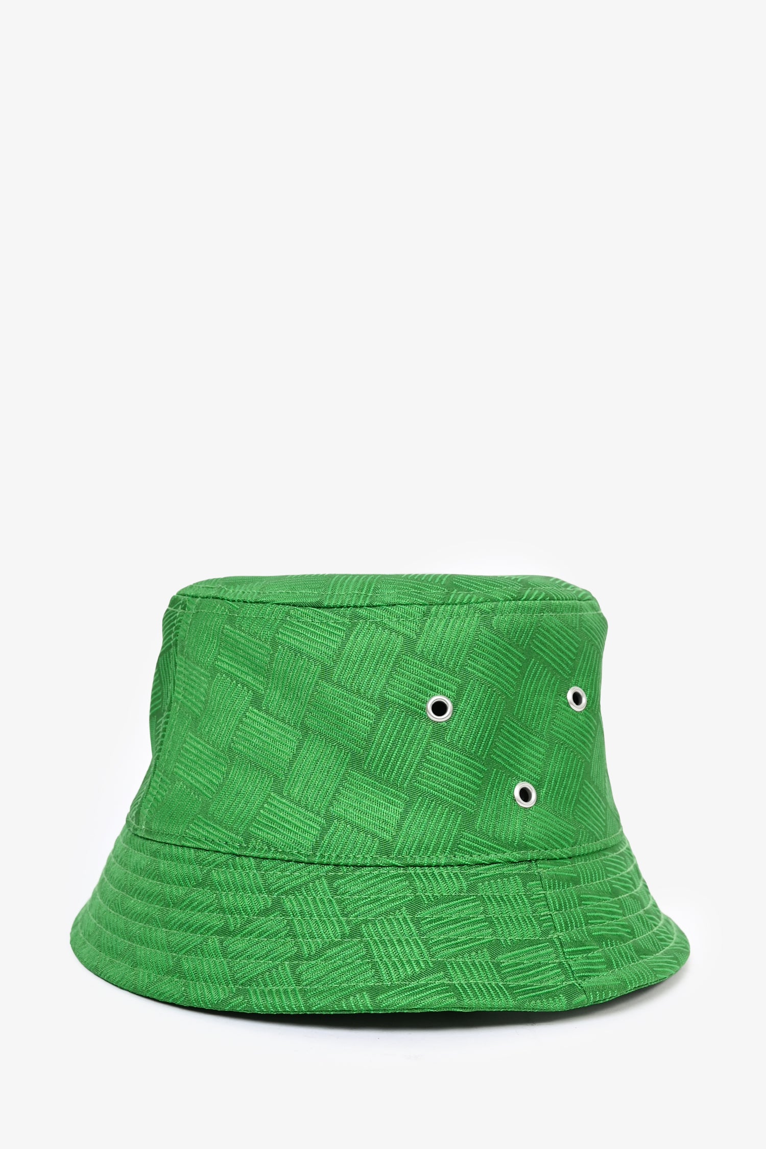 image of Bottega Veneta Green Patterned Bucket Hat Size M