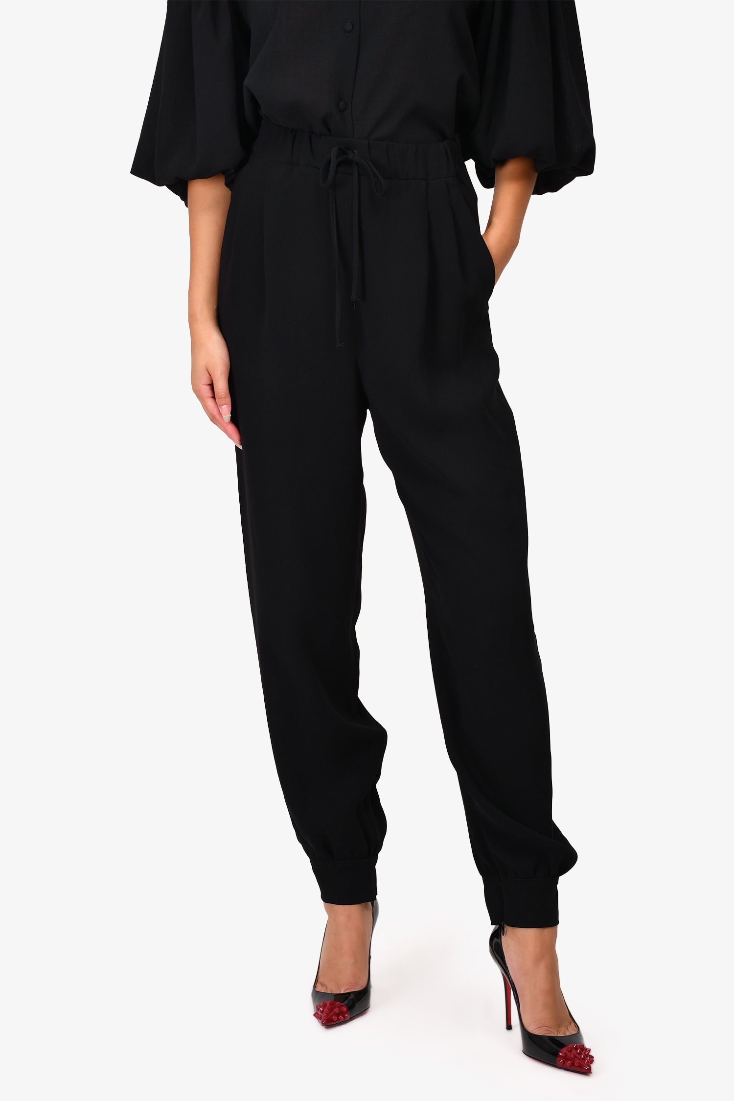 image of Max Mara Black Tapered Trousers Size 0