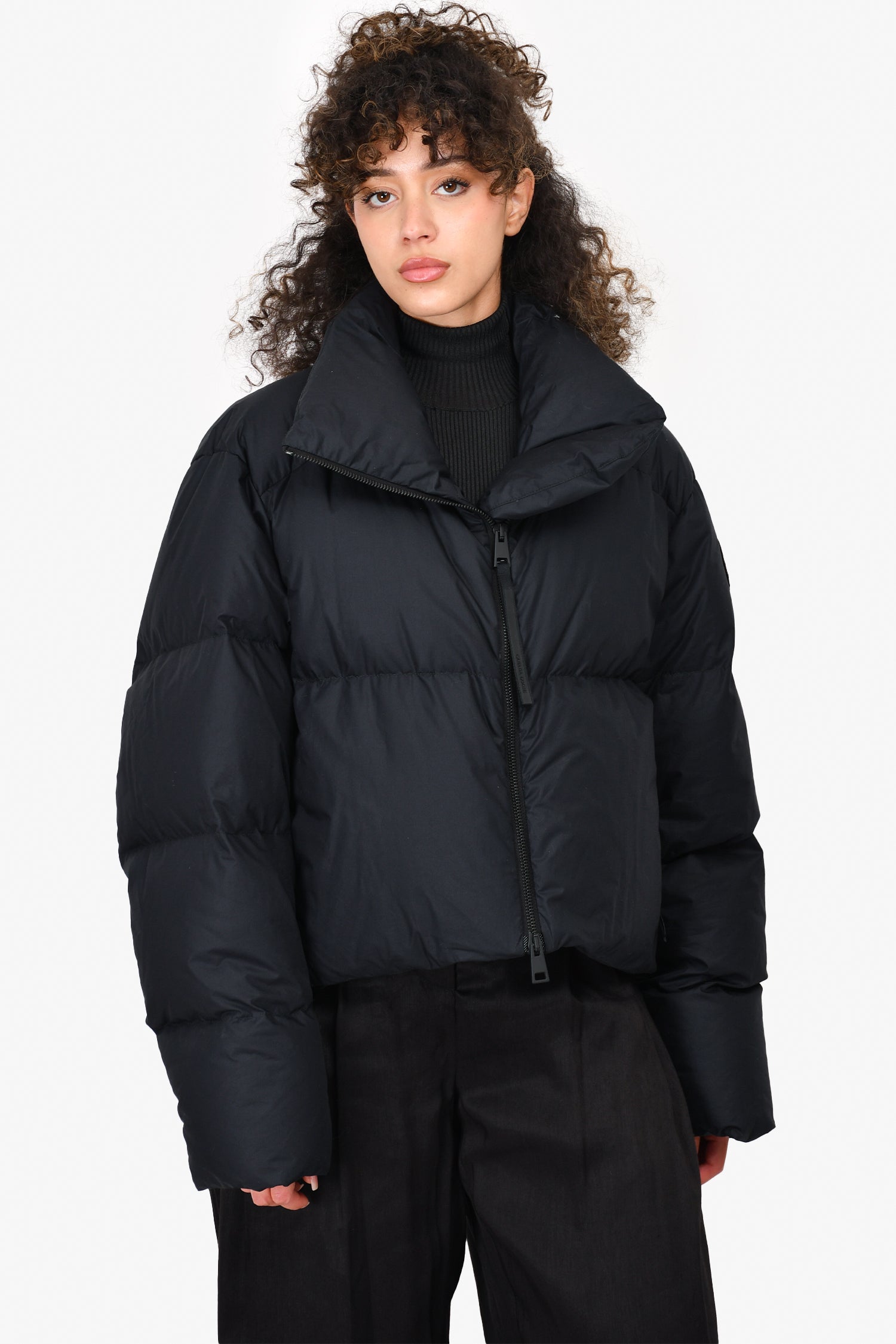 image of Canada Goose Black Down 'Garnet' Puffer Jacket Size L