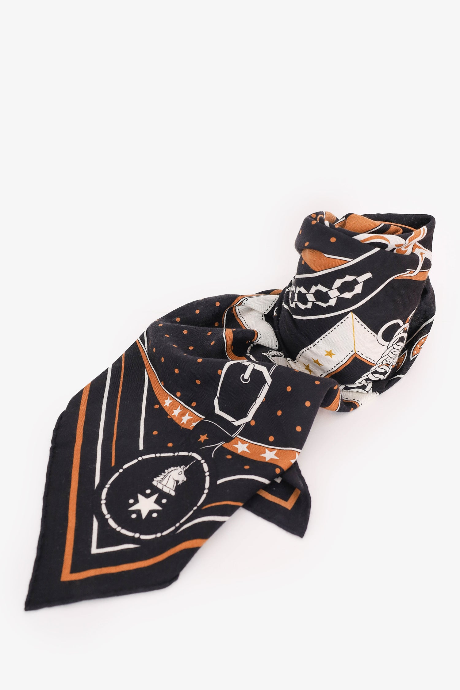 image of Hermès Black/Multicolour Cashmere/Silk Printed Scarf Size 140cm