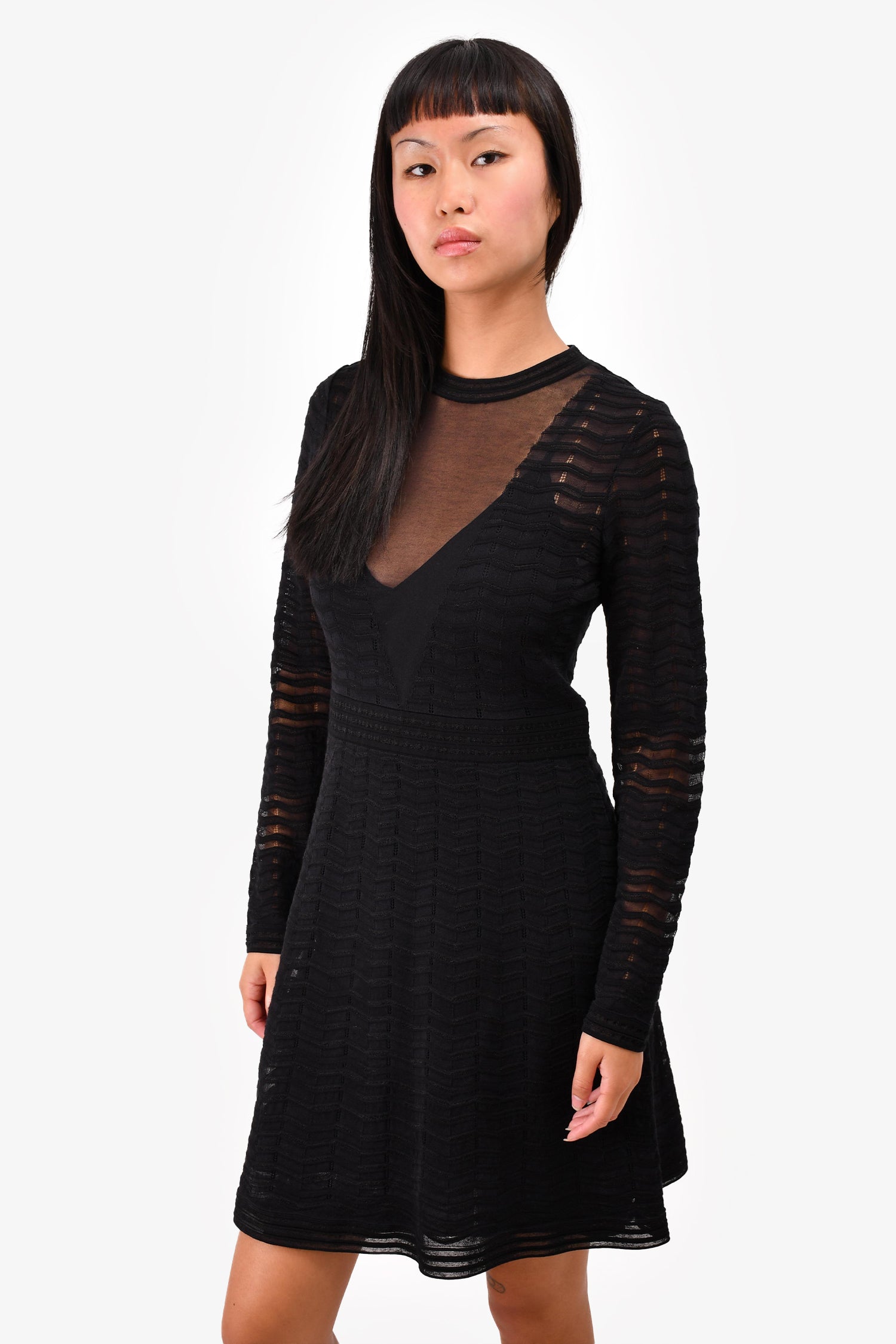 image of M Missoni Black Knit Dress With Slip Size 42