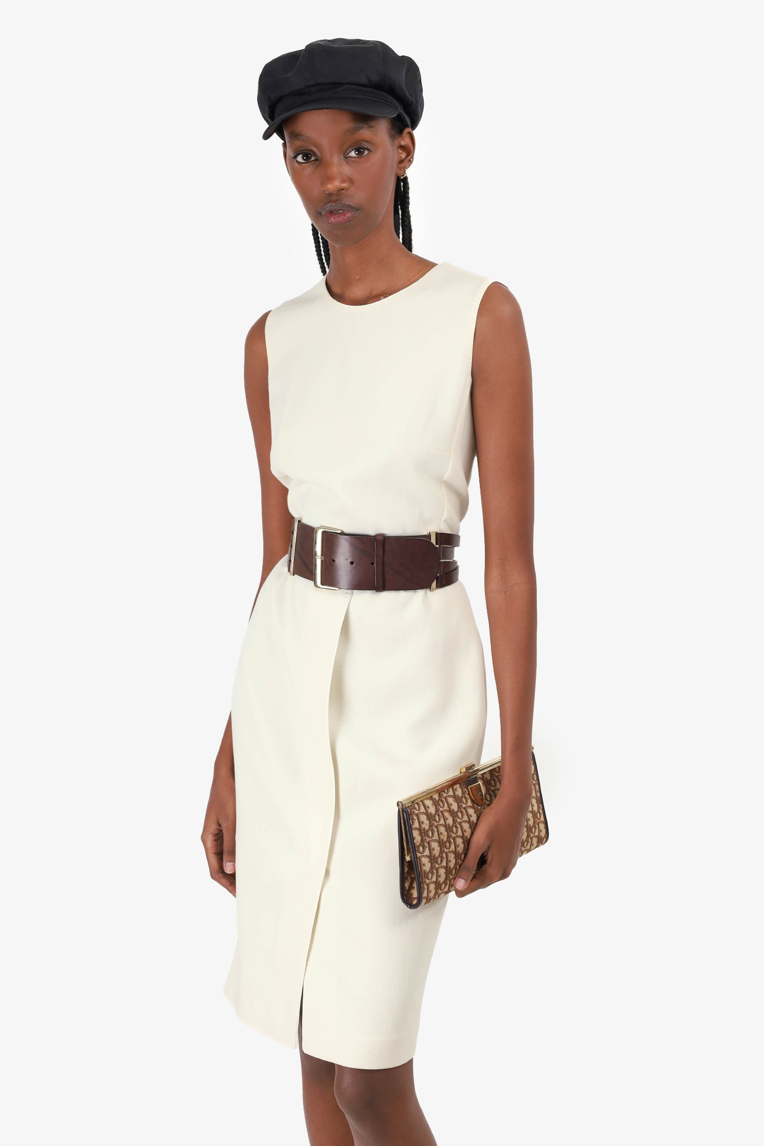 image of Max Mara White Wool Sleeveless Midi Dress Size 6