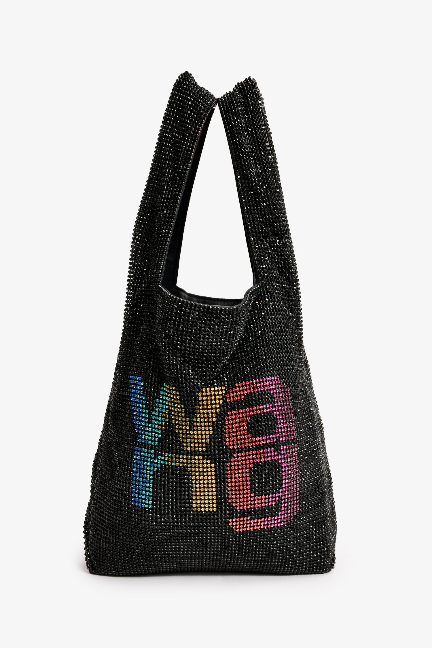 Image of Alexander Wang Black/Multicoloured Crystal Leather Mini Bag