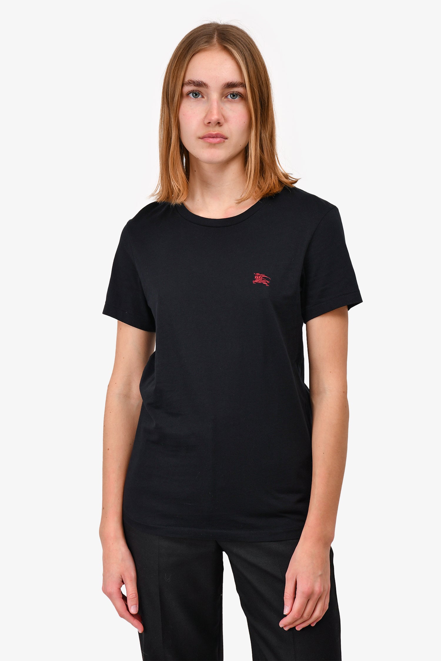 image of Burberry Black Logo Embroidered T-Shirt Size XS Men