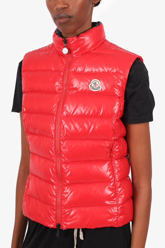 Moncler Red Down Puffer Vest Size 2