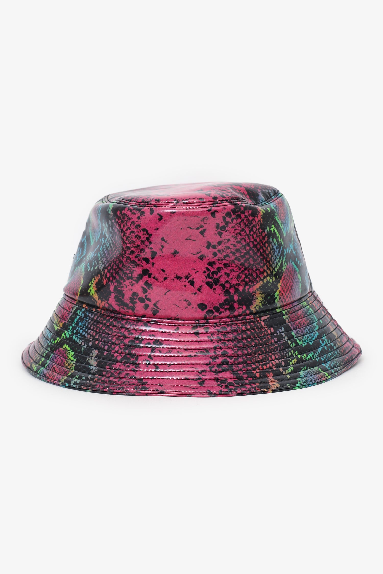 image of Versace Pink/Blue Snake Print Bucket Hat