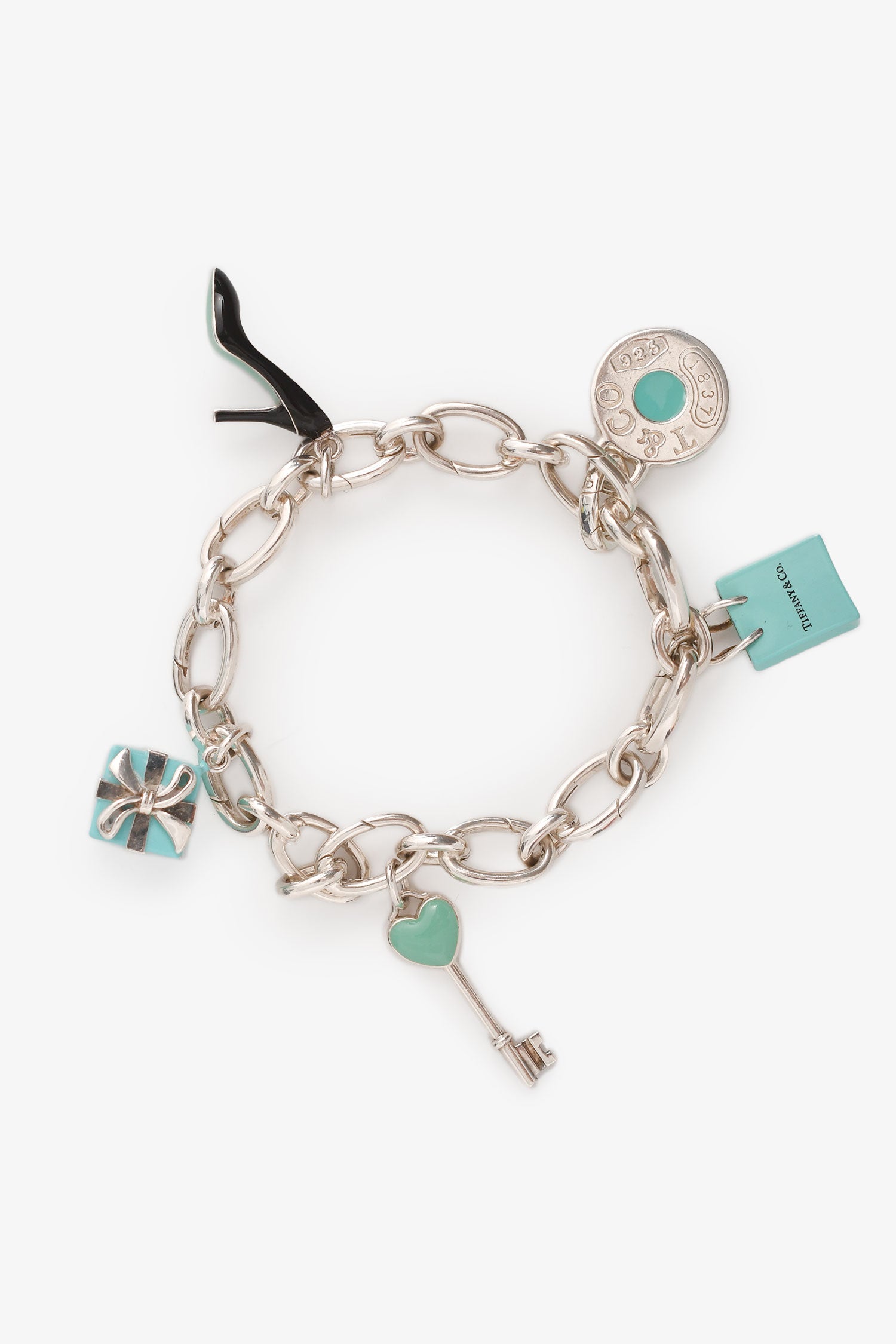image of Tiffany & Co. Sterling Enamel Multi Charm Bracelet