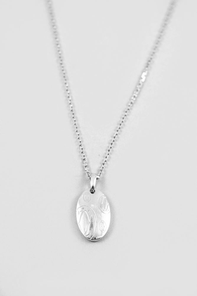 Cartier 18K White Gold Oval Birthday Pendant Necklace – Mine & Yours