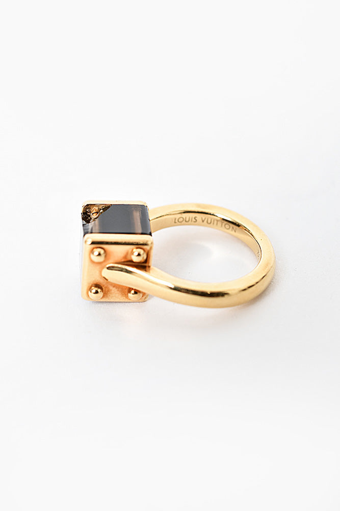 Louis Vuitton Petitburg Emplant 1P Diamond Ring 18K Yellow Gold Bf557883 Size 6