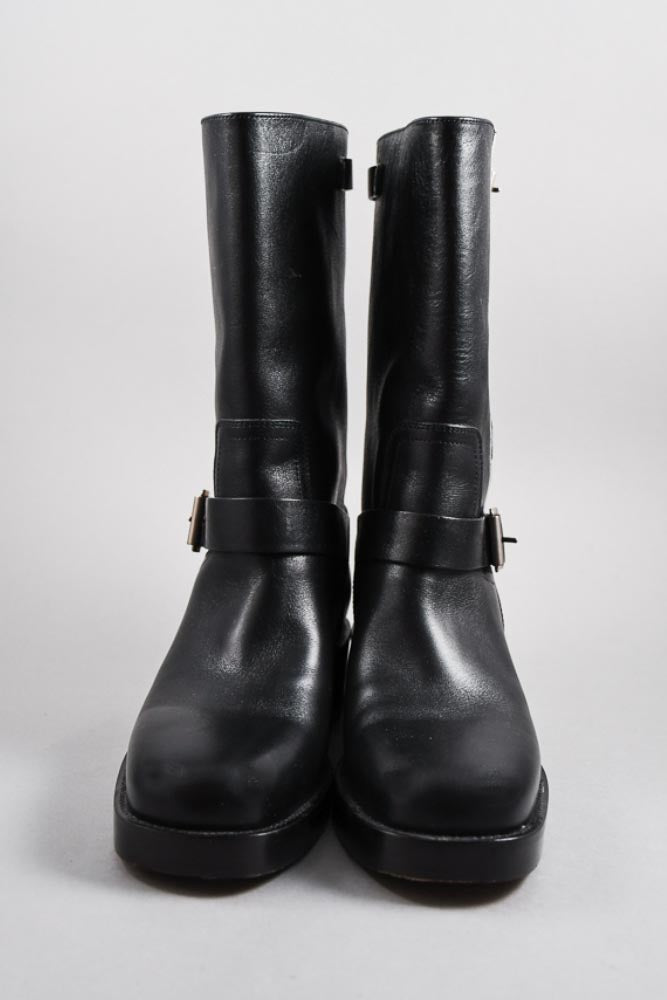 Christian Dior Black Leather Striped Moto Boot Size 35 — Mine & Yours ...