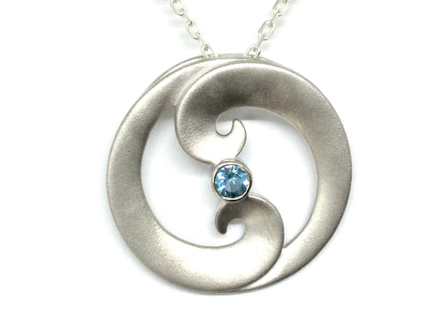 Moon Glow Pendant w/ Blue Topaz - Silver