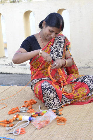 Trained rural women making Patwa Jewellery