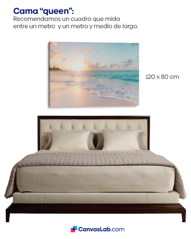 medidas para cuadros sobre la cama queen