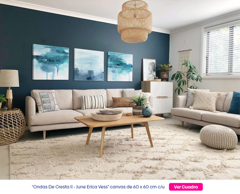 sala azul con beige