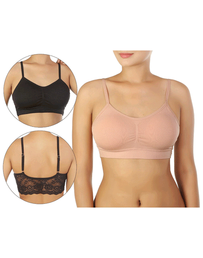 TAHARI GIRLS PACK OF 2 TRAINING BRAS WITH REMOVABLE PADS-TEA PINK/CREM –  Losha