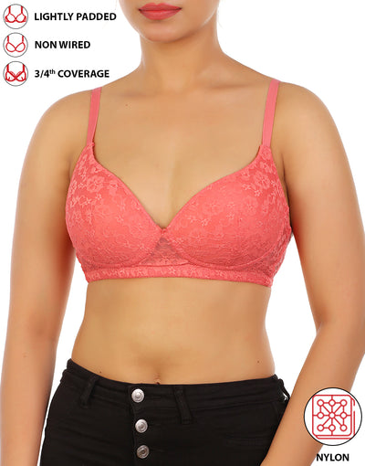 LOSHA COTTON WIREFREE LIGHTLY PADDED T-SHIRT BRA-DAWN PINK – Losha