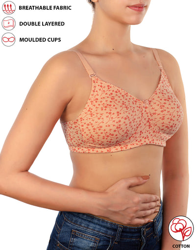 LOSHA COTTON DOUBLE LAYERED MOULDED CUPS WIRE-FREE BRA-BLUE DEPTHS