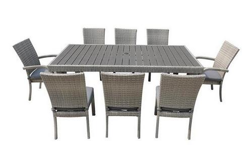 9 piece grey patio dining set