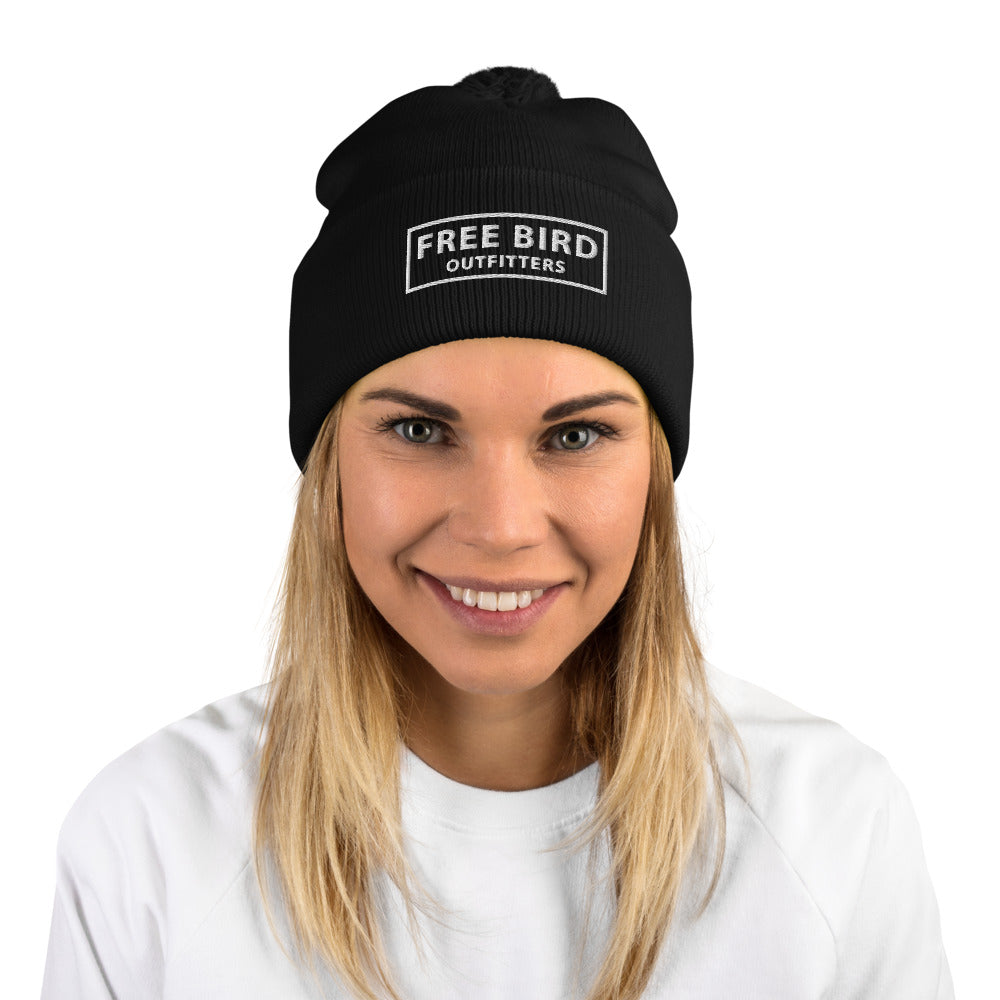 Free Bird Outfitters Pom Pom Beanie Hat Expand Your Wardrobe With A Classic Embroidered Beanie Finished With A Pom Pom On Top It Offers Tons Of Warmth And Comfort And Is Destined To Find