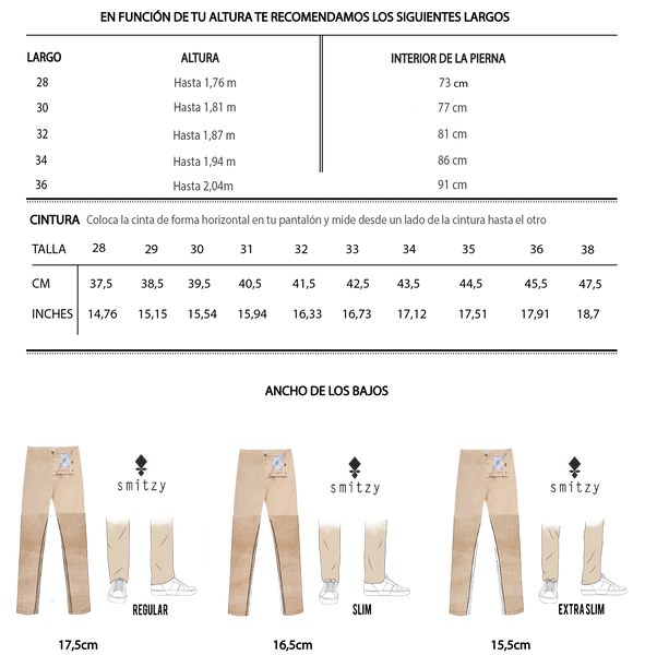 Tallas Pantalones de Hombre | Equivalencias – Smitzy