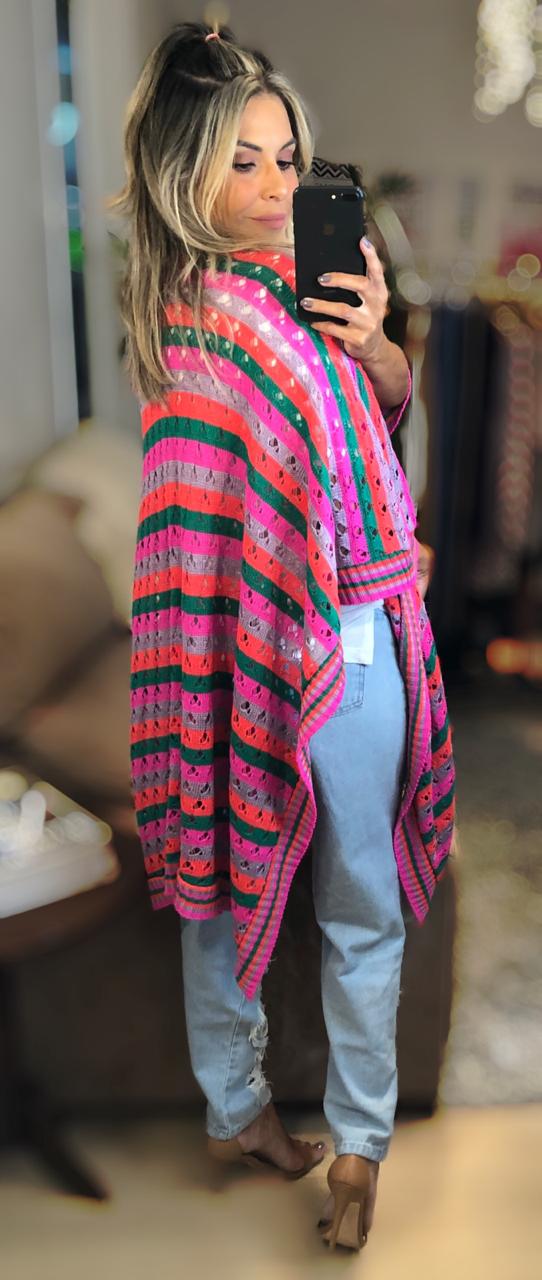 kimono tricot colorido