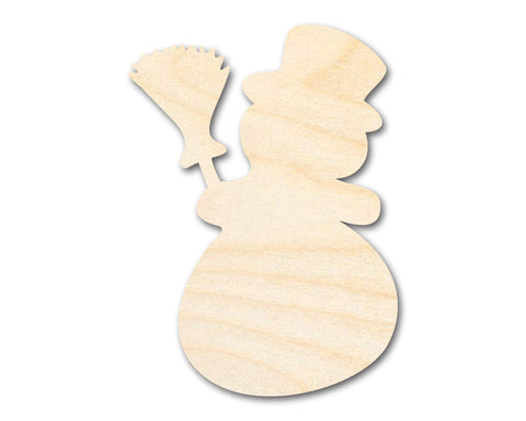 Buy Snowman with Broom Wooden Cutout, Unfinished Shape, Paint by Line