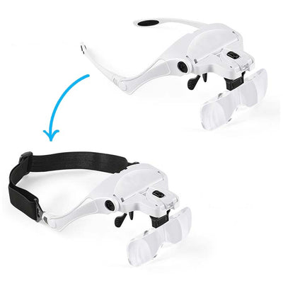 VisionAid Magnifying Glasses with LED Light, Headband, 5 Lenses (requi ...