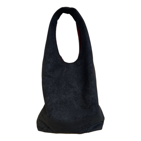 soft black suede effect hobo bag