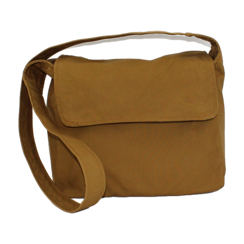 shoulder bag in mustard waxed cotton