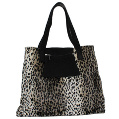 large tote bag in grey cheetah animal print (weekend bag)