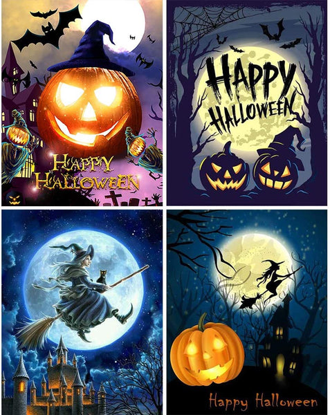 4 Pack 5D Diamond Painting Halloween Jack Skellington Pumpkin Skull Pa –  Five Diamond Painting