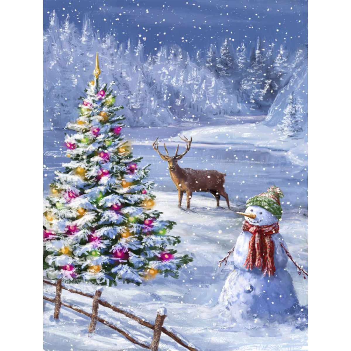 Christmas Tree Snowman Deer 5D Diamond Painting - 5diamondpainting.com