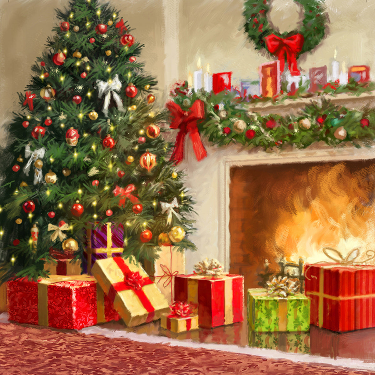 Christmas Tree Gift Fireplace 5D Diamond Painting 5diamondpainting