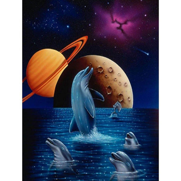 Ocean Animal Diamond Painting, Killer Whale And Dolphins, Full Square/– Diamond  Paintings Store