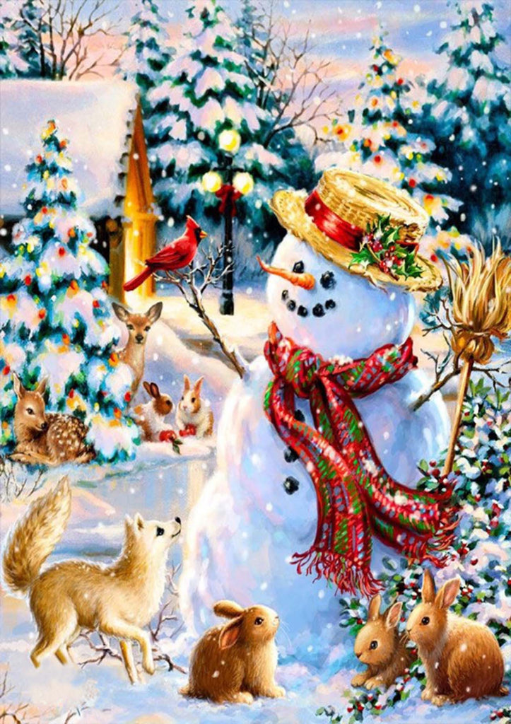Christmas Snowman Bunny Bird 5D Diamond Painting - 5diamondpainting.com ...