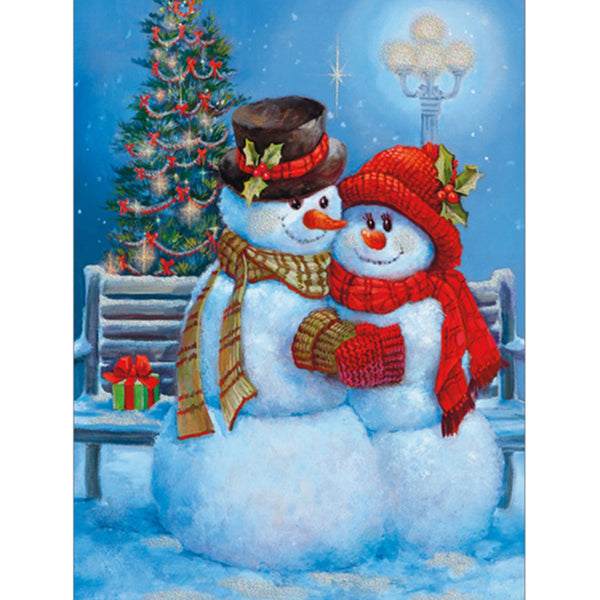 Snowman Setting Lantern, Christmas Diamond Painting