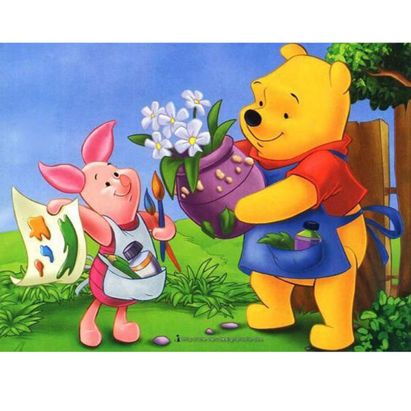 5D Diamond Painting Winnie the Pooh and Friends Nighttime Picnic Kit