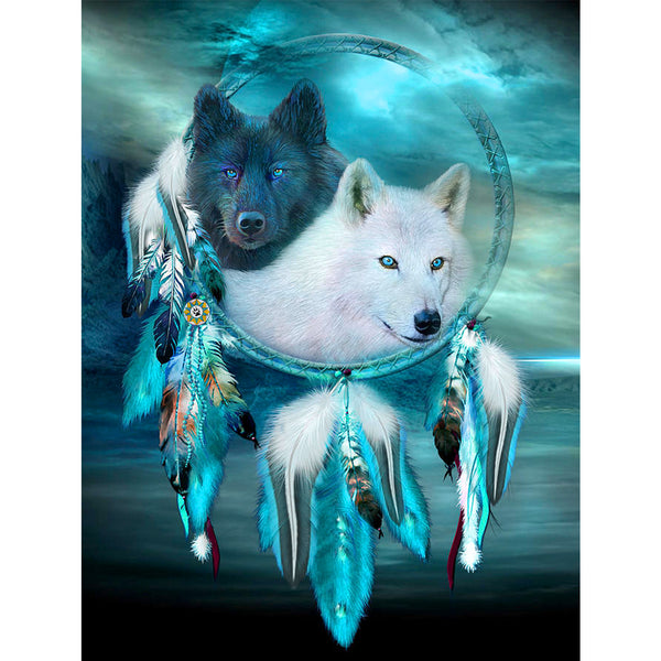 Color Wolf and Dream Catcher 5D Diamond Painting -  –  Five Diamond Painting