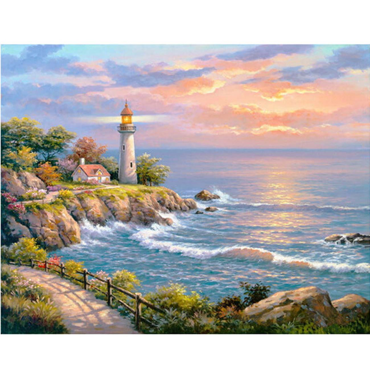 Sunset Lighthouse by the Sea 5D Diamond Painting - 5diamondpainting.com