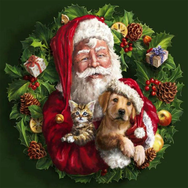 Santa and Dog Christmas 5D Diamond Painting - 5diamondpainting.com