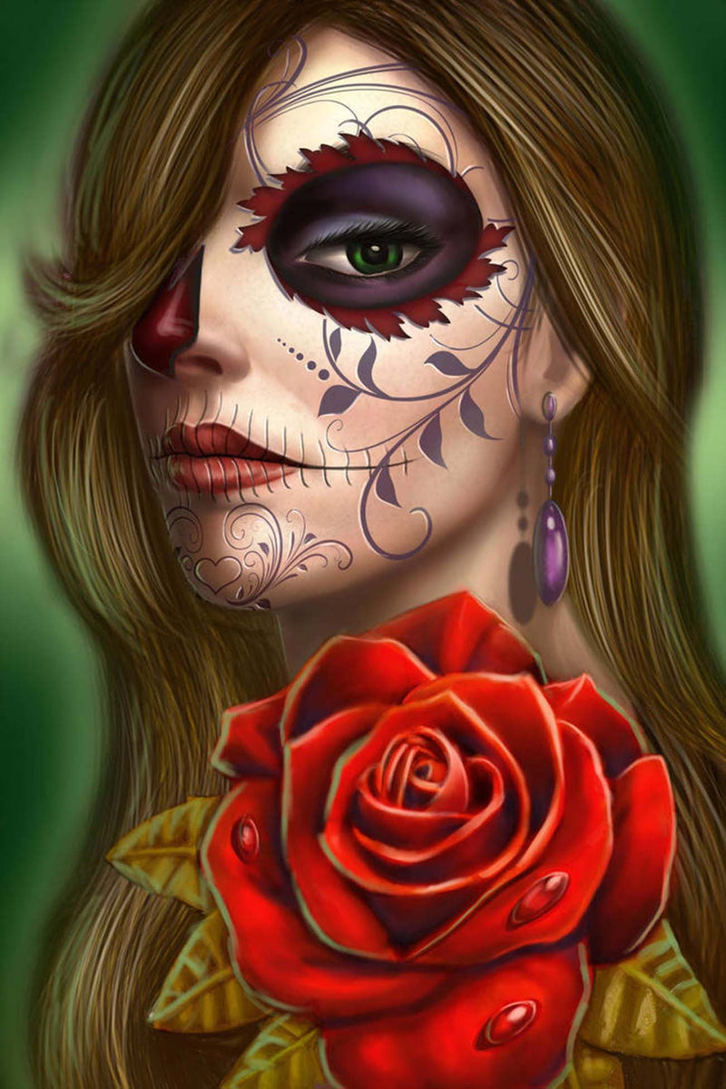 Rose Woman Skull Flower 5D Diamond Painting - 5diamondpainting.com ...