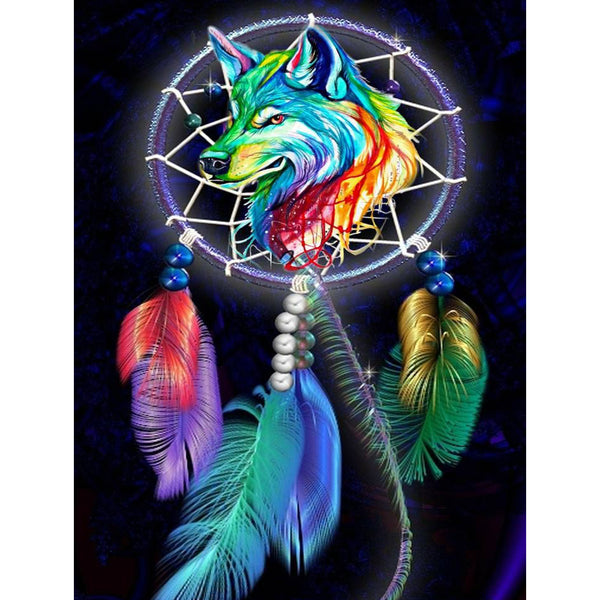 Crystal Diamond Painting Table Ornaments Dreamcatcher Wolf 5D DIY Diamond  Art Table Decorations Special Shaped Gem Embroidery By Number Kit Arts Craft