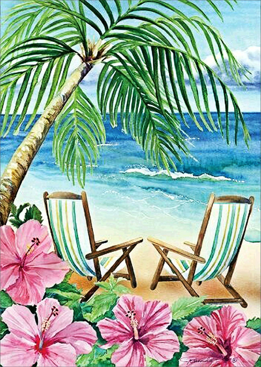Summer Beach Coconut Flower 5D Diamond Painting - 5diamondpainting.com